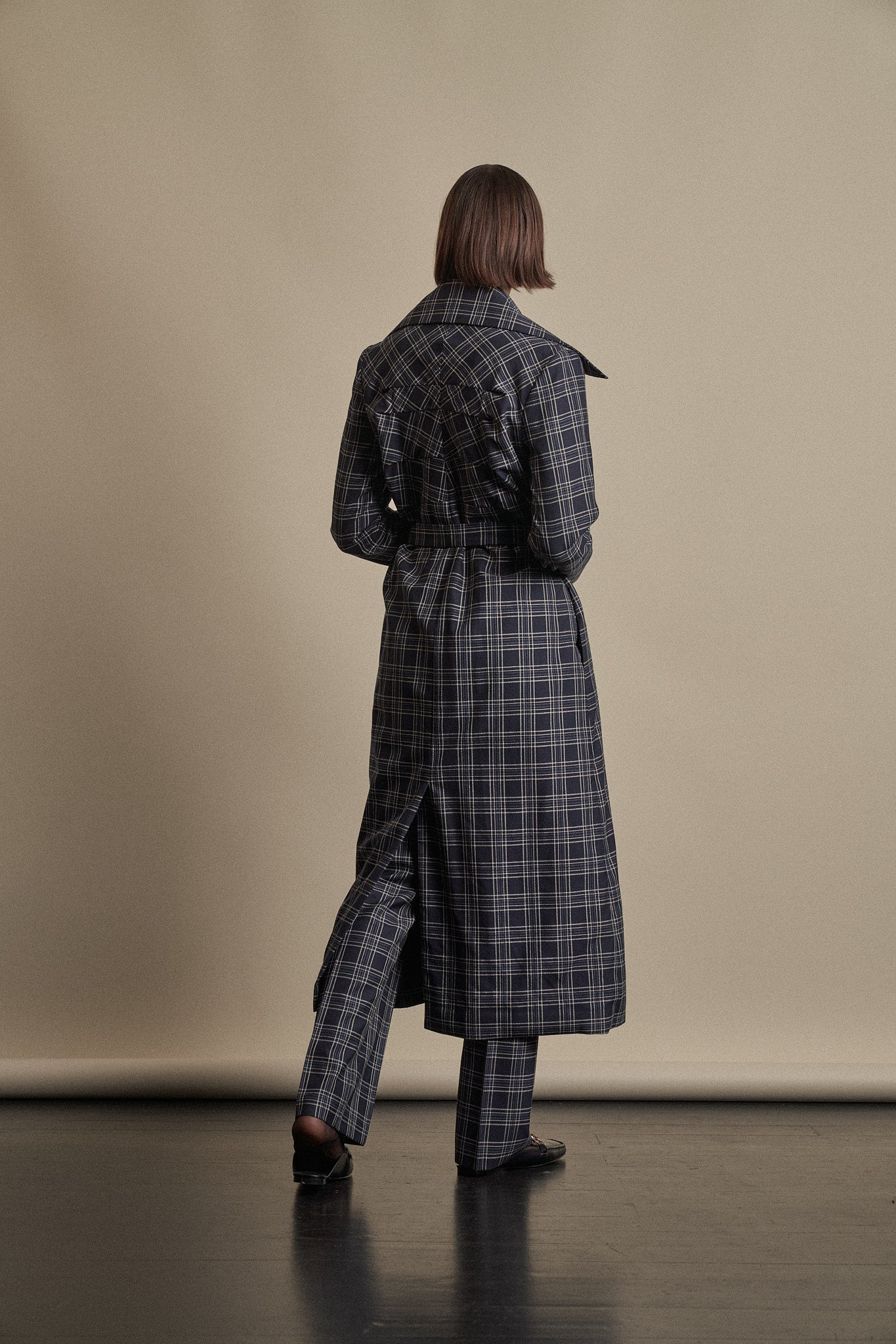 Kathryn Coat Navy Check