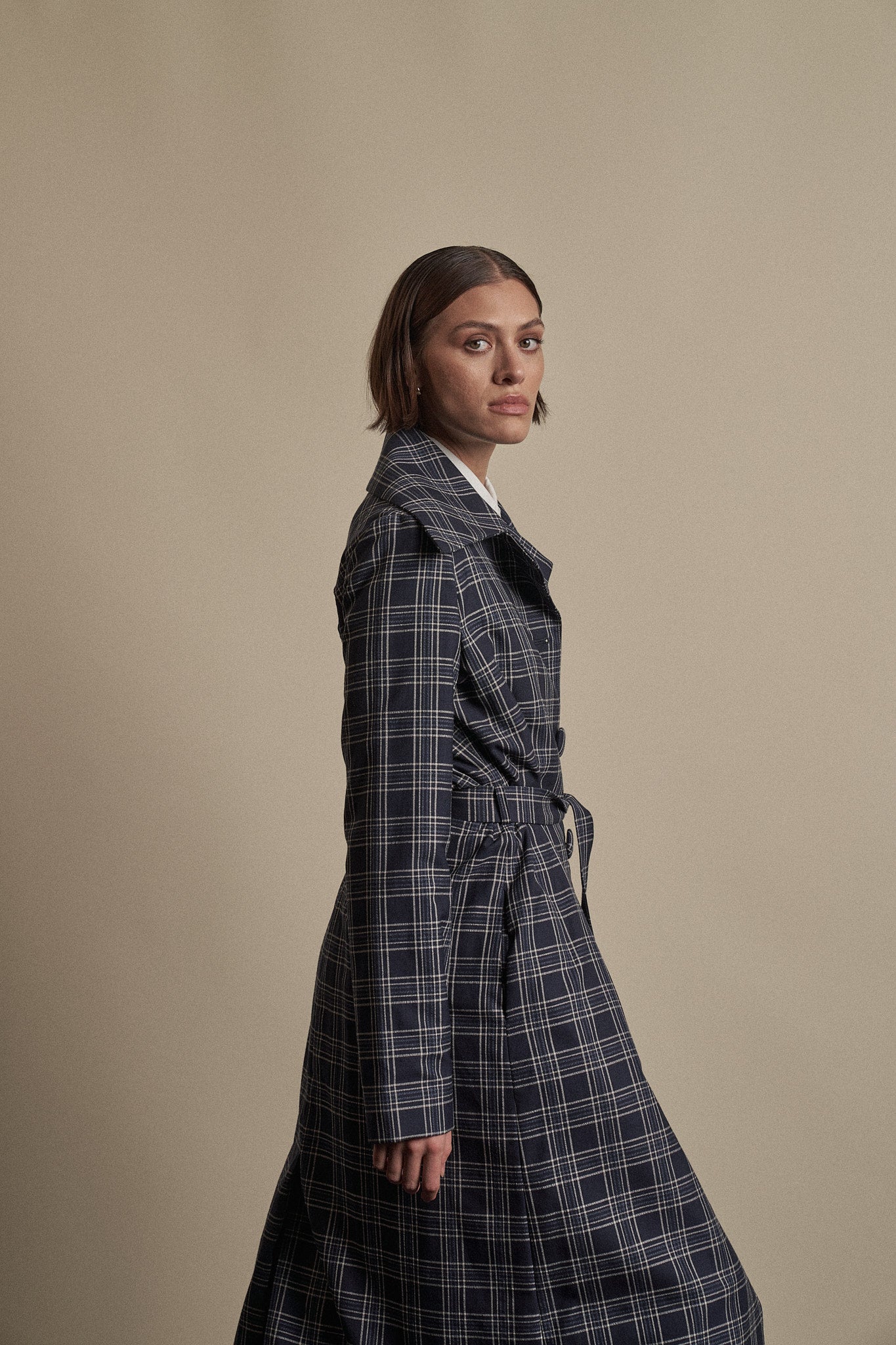 Kathryn Coat Navy Check