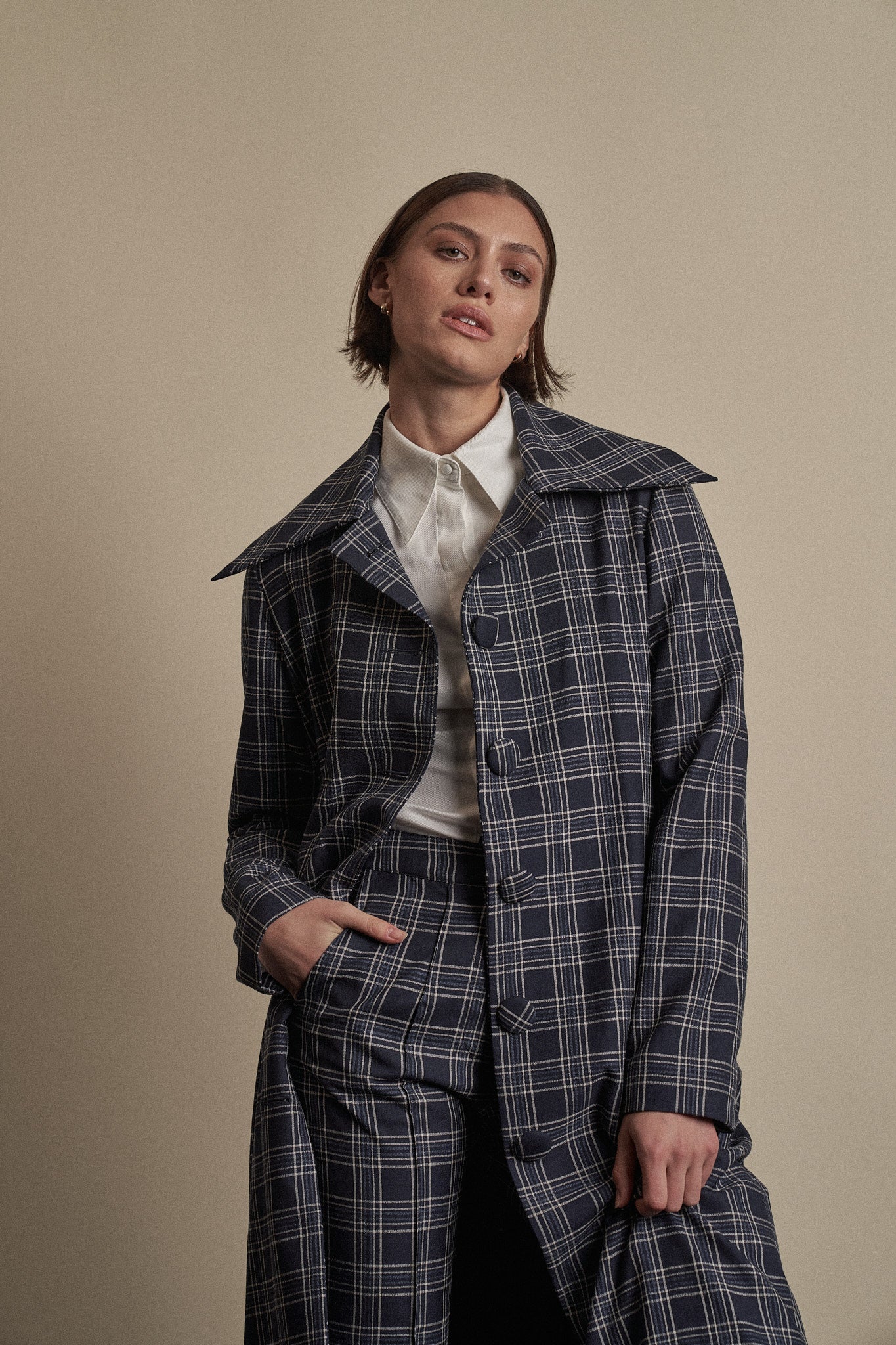 Kathryn Coat Navy Check