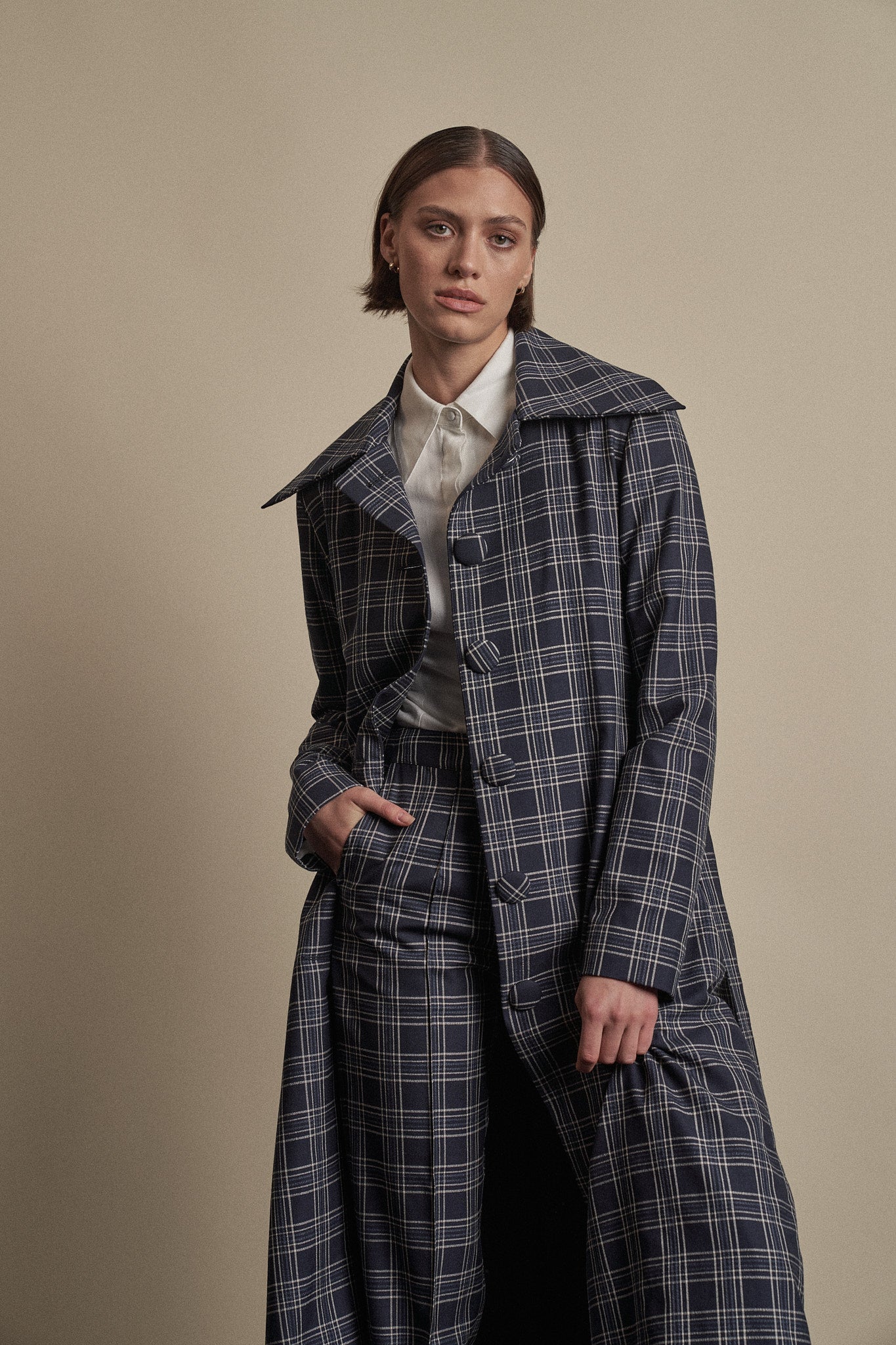 Kathryn Coat Navy Check