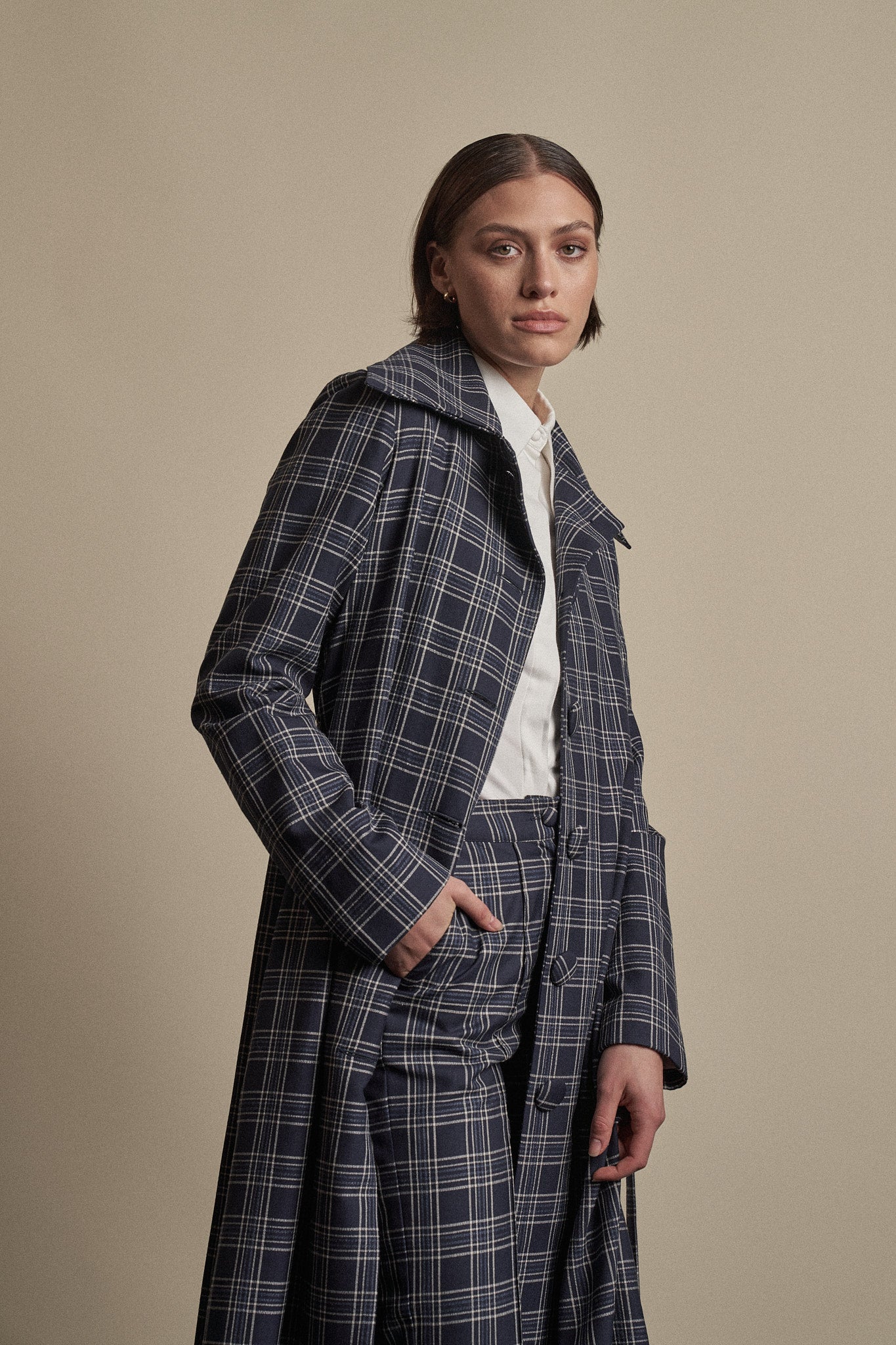 Kathryn Coat - Navy Check