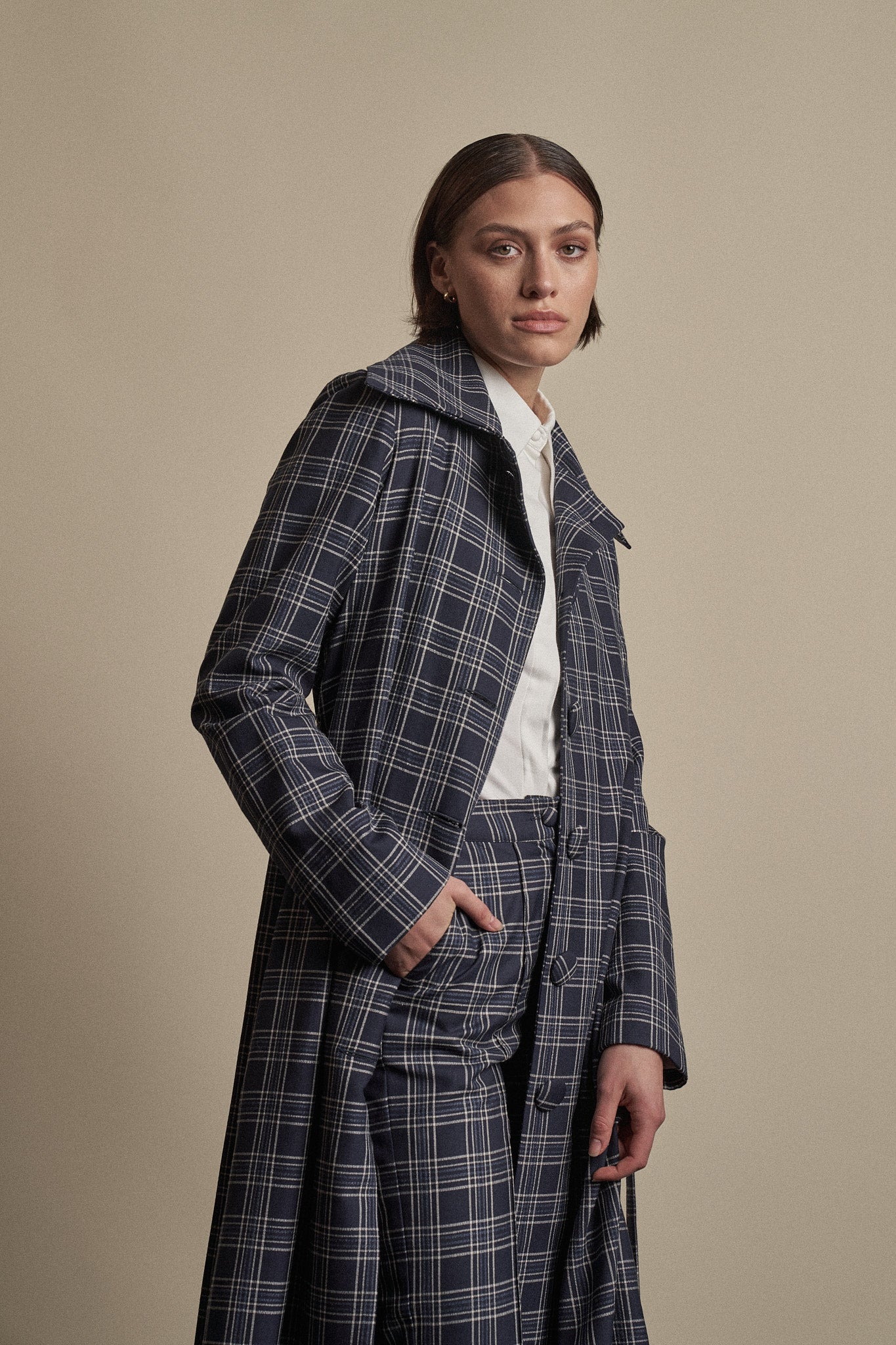 Kathryn Coat Navy Check